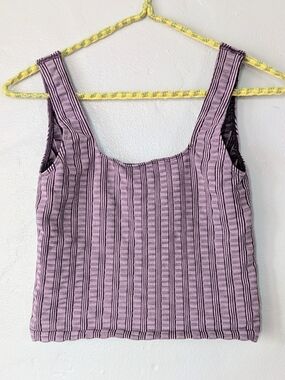 Anthropolgie Seamless Ribbed Square Neck Crop Tank - Purple S/M